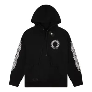 CHROME HEARTS HORSESHOE FLORAL HOODIE BLACK